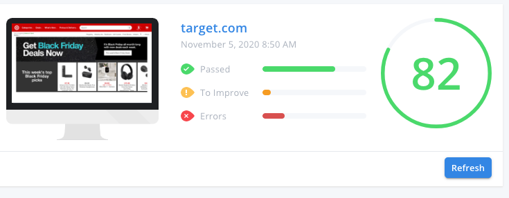 WooRank analysis ran on target.com